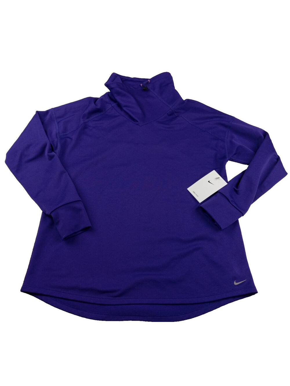 Nike Dri-FIT Pullover Womens Medium Purple Cowl Mock Neck Long Sleeve M New
